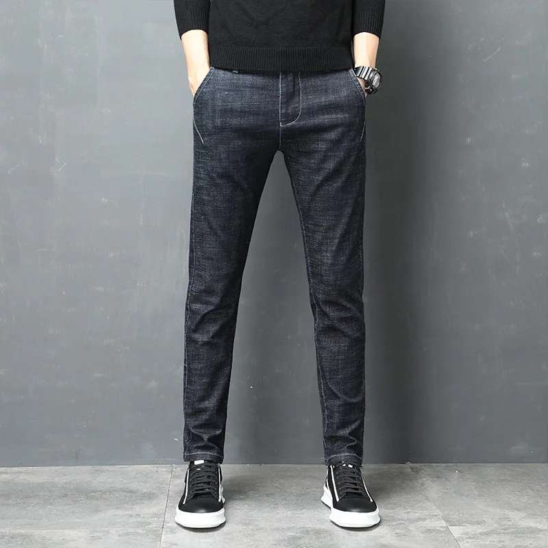 

Брюки, джинсы, мужские джинсы, мужские облегающие классические джинсы, дизайнерские брюки, повседневные обтягивающие прямые осенние уличны...