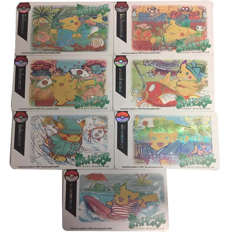 7 шт./компл. Pokemon блики флэш карты Пикачу Путешествия Серии Reizen Collectie Kaart детские