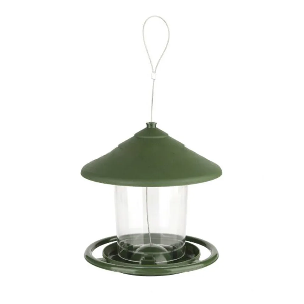 

Bird Feeding For Garden Outside Suspended Hanging Detachable Cover Filled Automatically Plastic + Metal Large Capacity Green