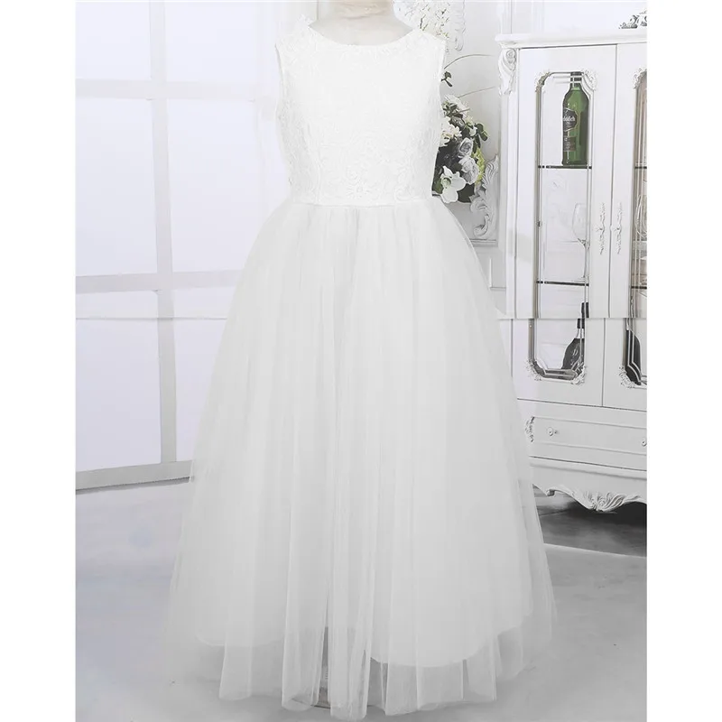 Детское Сетчатое кружевное платье без рукавов с цветочным рисунком принцессы