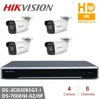 Комплекты камер безопасности Hikvision, высококачественное изображение с разрешением 8 Мп, фиксированная сетевая мини-цилиндрическая камера DarkFighter