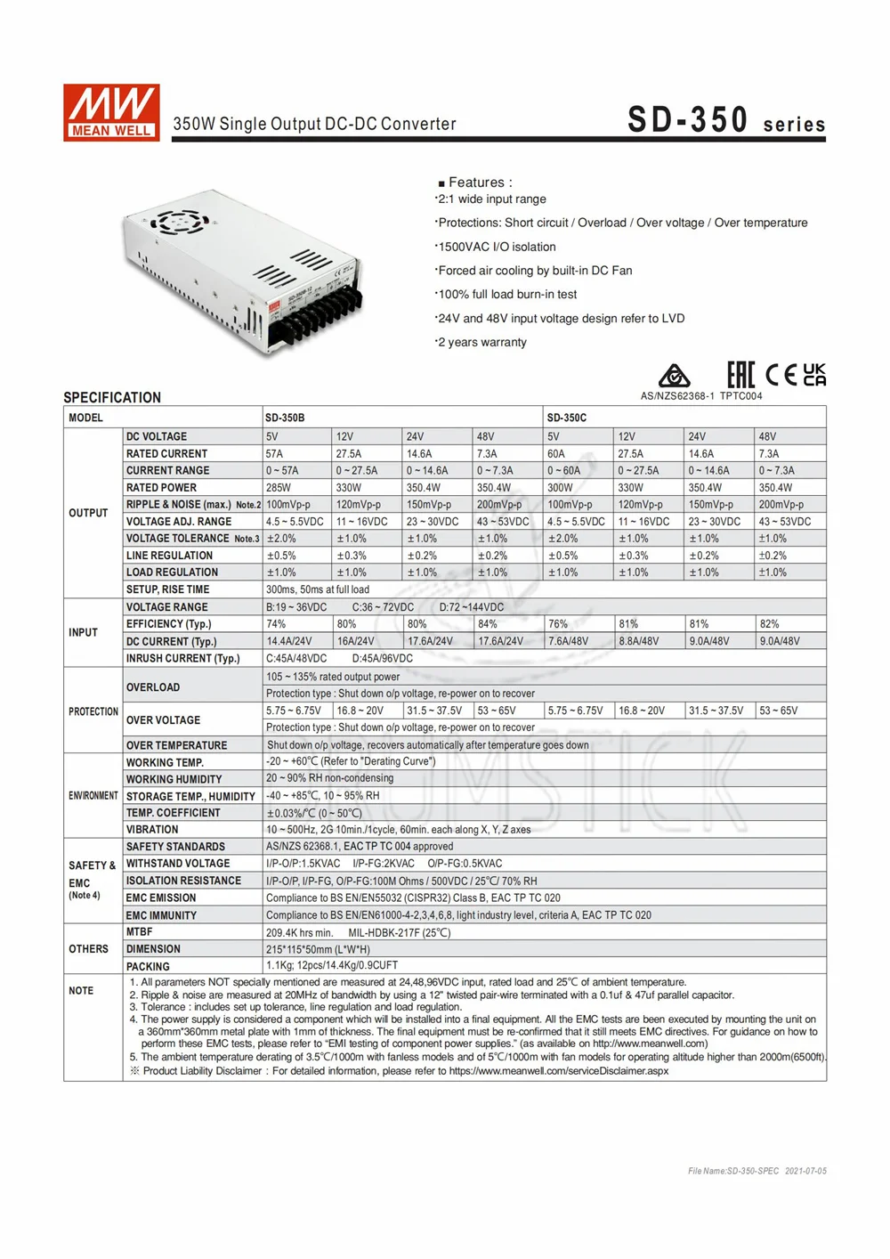 Meanwell SD-350B-24 24 В 14.6A meanwell SD-350 350 4 Вт один выход Converter конвертер | Обустройство дома