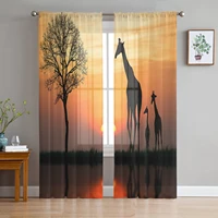 africa giraffe sunrise modern curtains for living room transparent tulle curtains window sheer for the bedroom accessories decor