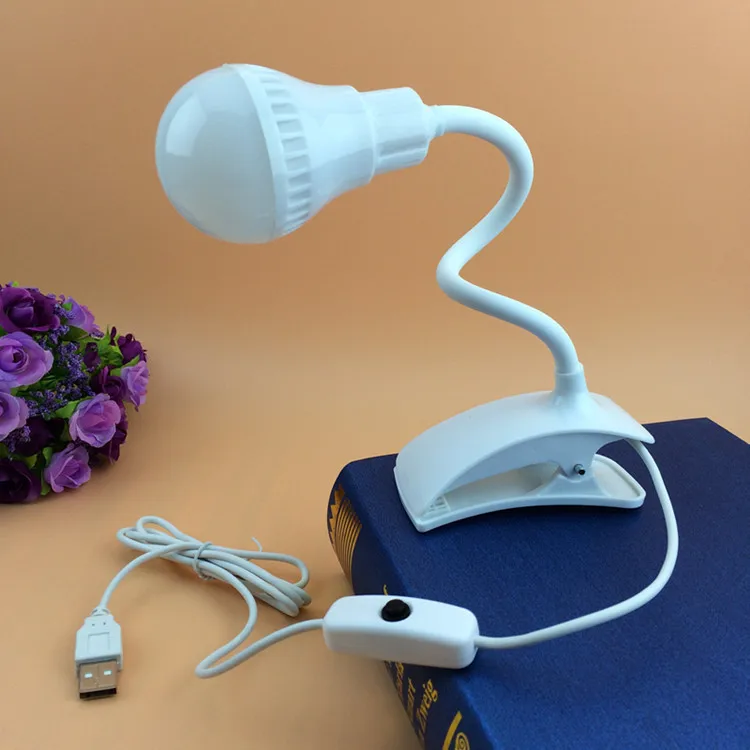 USB мини-ночсветильник светодиодный прищепка настольная лампа для чтения с