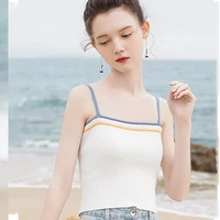 stretchy sexy cotton ribbed knitted tank top sweet fashion cropped sleeveless summer top vest 2020 new vest crop tops clothing