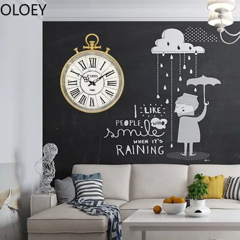 Американские винтажные большие настенные часы металлические креативные для