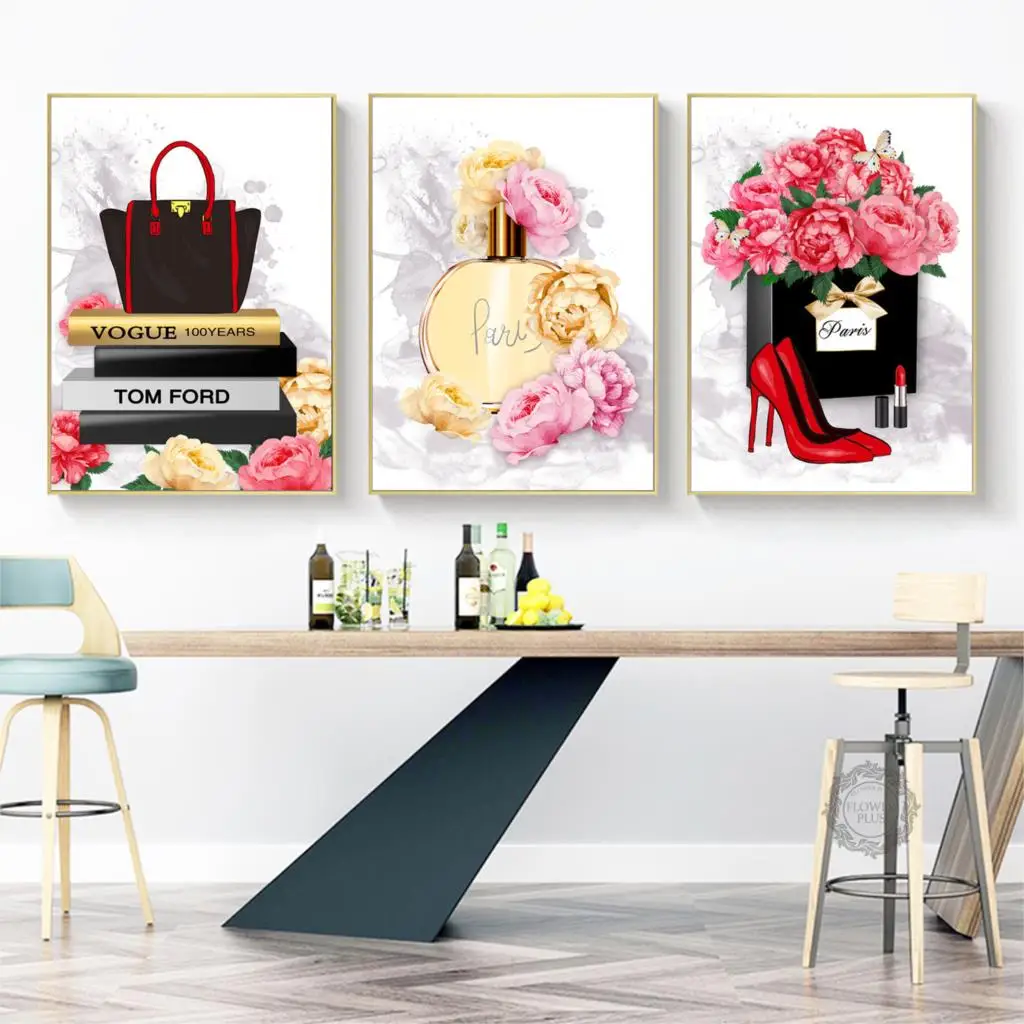 

5d cross stitch diamond painting Perfume Lipstick High Heels Wall Art Canvas Painting Paris Nordic diamond mosaic new embroidery