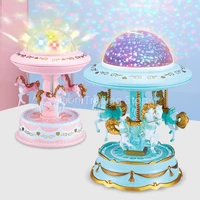 new vococal rotating horse carousel style lights shine music box projector for home valentine day birthday new year child gifts