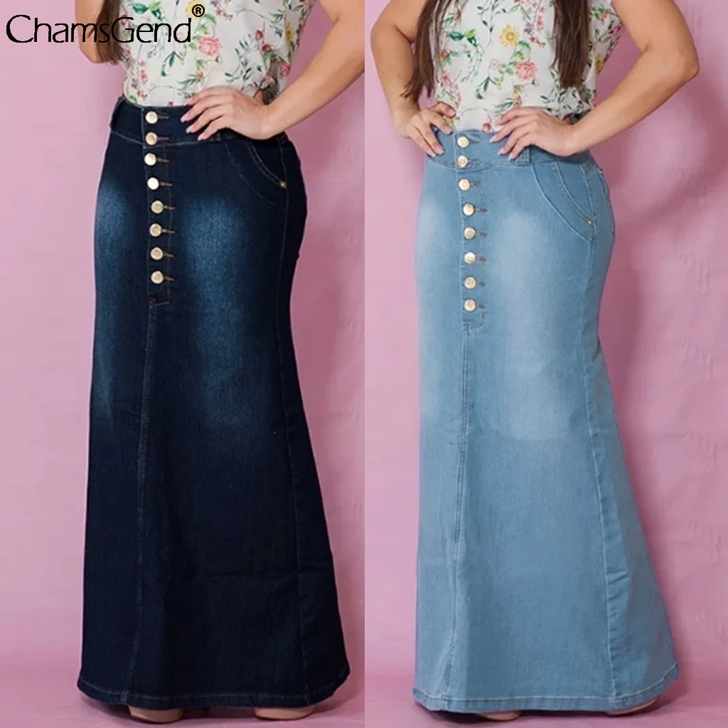 Женская Повседневная джинсовая юбка трапециевидной формы с пуговицами спереди