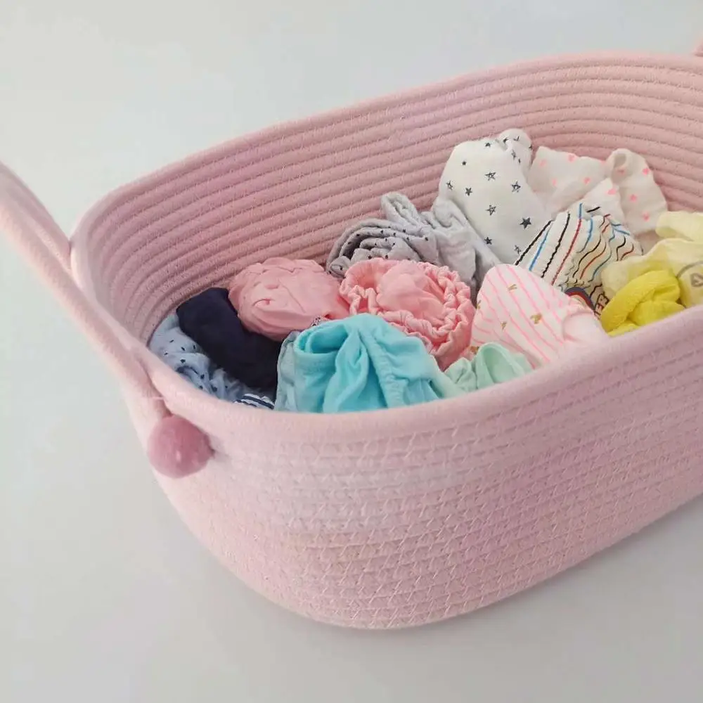Корзина для хранения из 3 хлопковых веревок корзина грязной одежды розовая белья