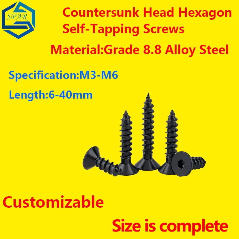 

Саморезы с шестигранной головкой винт с потайной головкой, черные, с плоской головкой, под заказ