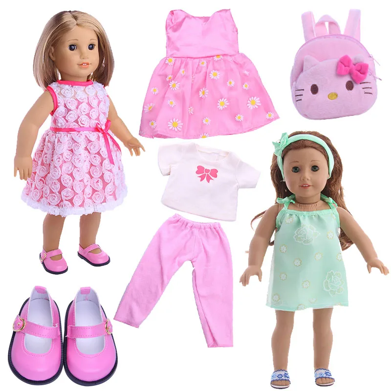 

Одежда для кукол, детское милое платье, повседневная одежда для девочек 18 дюймов и 43 см, зеленая, розовая