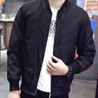 Мужская однотонная куртка на молнии, приталенная куртка с длинным рукавом и карманами, бейсбольная форма
