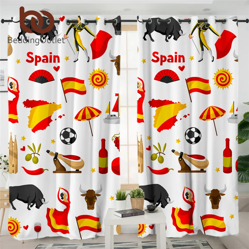 Роскошные испанские шторы BeddingOutlet затемняющие занавески с традиционными