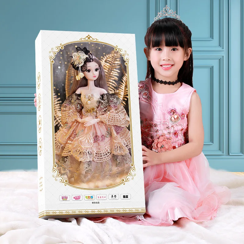 

Hey, Barbie 60cm Doll Set big gift box Princess Girl children's toy pole Barbie Yingji blythe doll