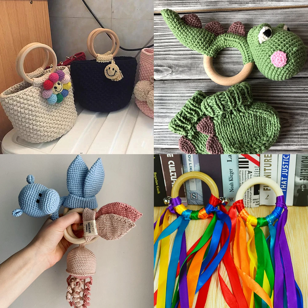 

11 Size Wood Rings Unfinished Lead-Free Handmade Circle DIY Crafts Natural For Kids Jewelry Deco Beads Making Baby Teething
