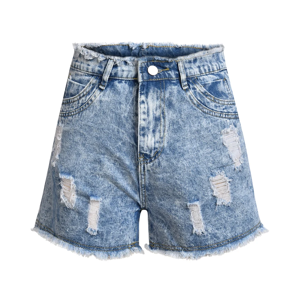 

Summer Vintage Denim Shorts For Women Sexy Mini Shorts Women Holes Jeans High Waist Shorts Ripped tassel Casual Denim Short D30
