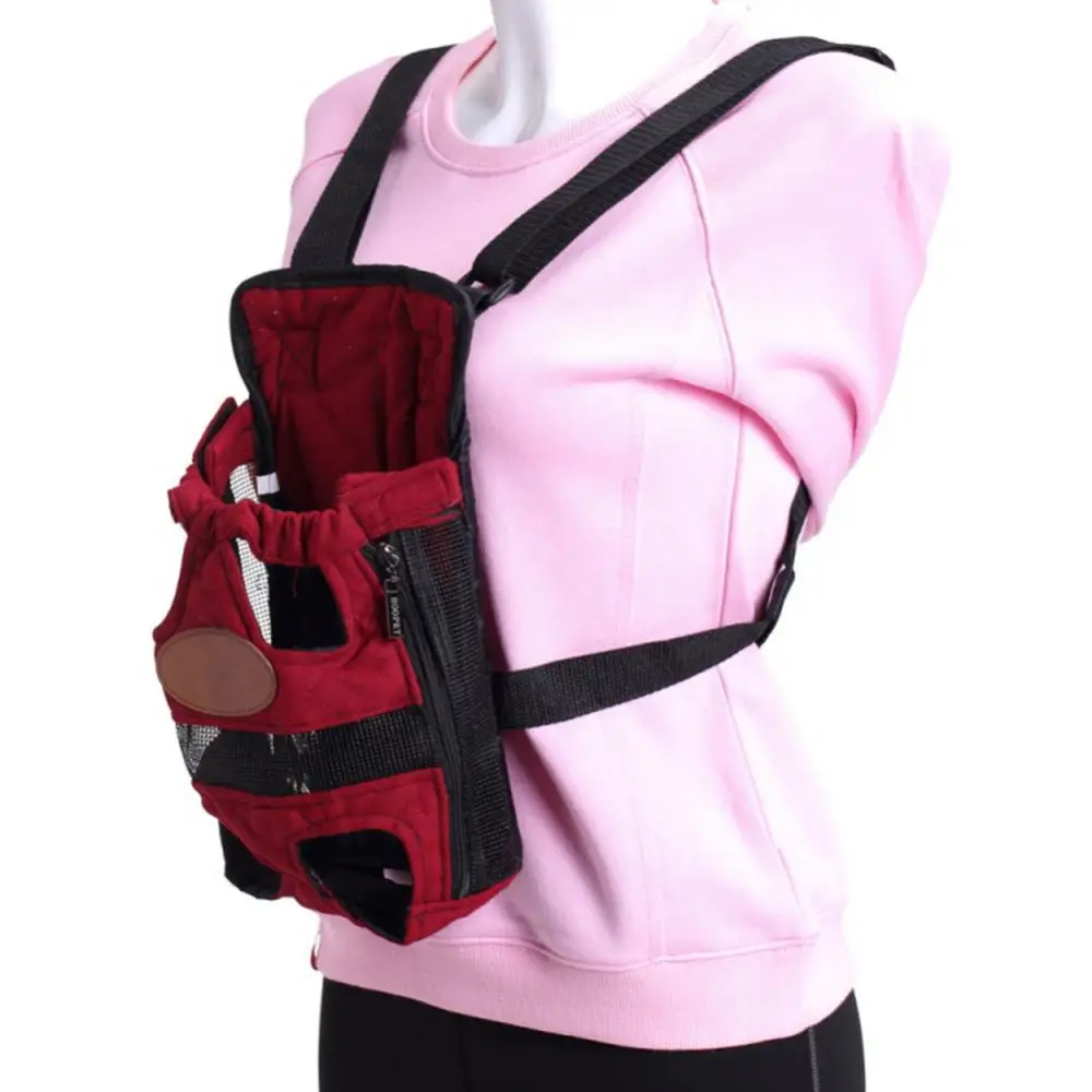 Сумка-переноска из красной холщовой ткани для путешествий с кошечками и собаками