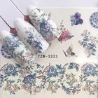 1 лист 2022 новый простой шикарный синий цветок Дизайн ногтей переводные наклейки Маникюр украшения для ногтей