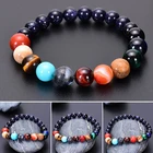 Браслет с имитацией восьми планет, бусины из натурального камня, ювелирные изделия на запястье с галактикой, красивый подарок для девушек и энтузиастов NOV99