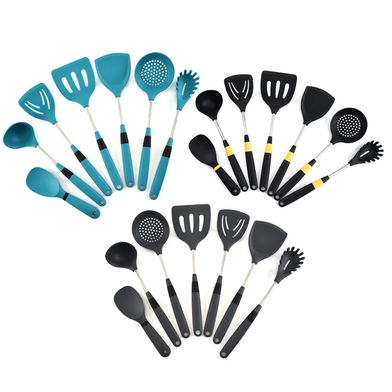 

Silicone Cooking Utensils Set Non-Stick Spatula Shovel Wooden Handle Cooking Tools Set With Storage Box Kitchen Tool Accessories