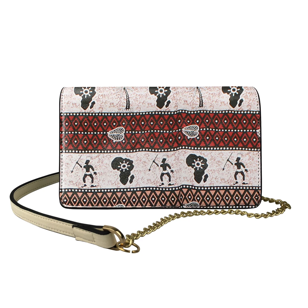 

Women Fashionable Shoulder Bags Chain Wild Female Messenger Bag Party Handbag African Fabric Printing Evening Crossbody Bag
