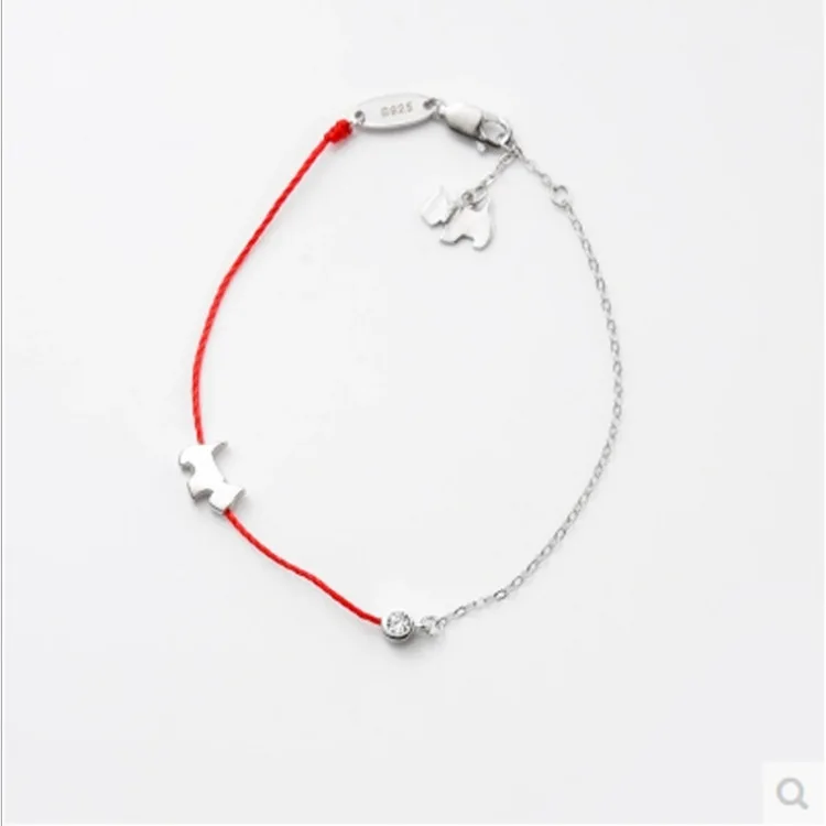 

Fashion Zircon Dog Red Rope Bracelet