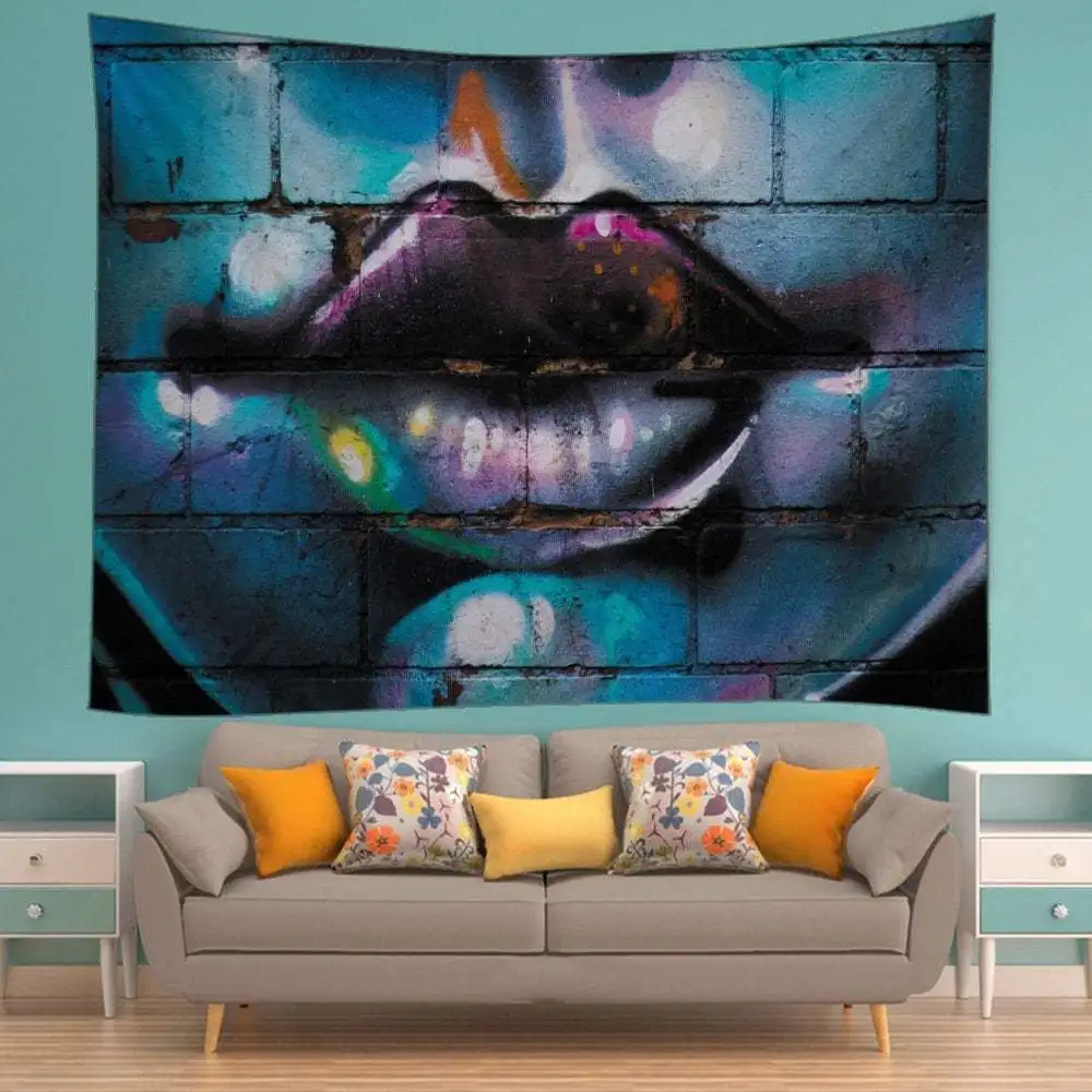 

Art Colorful Lip Wall Hanging Tapestry Bedspread Throw Home Decoration