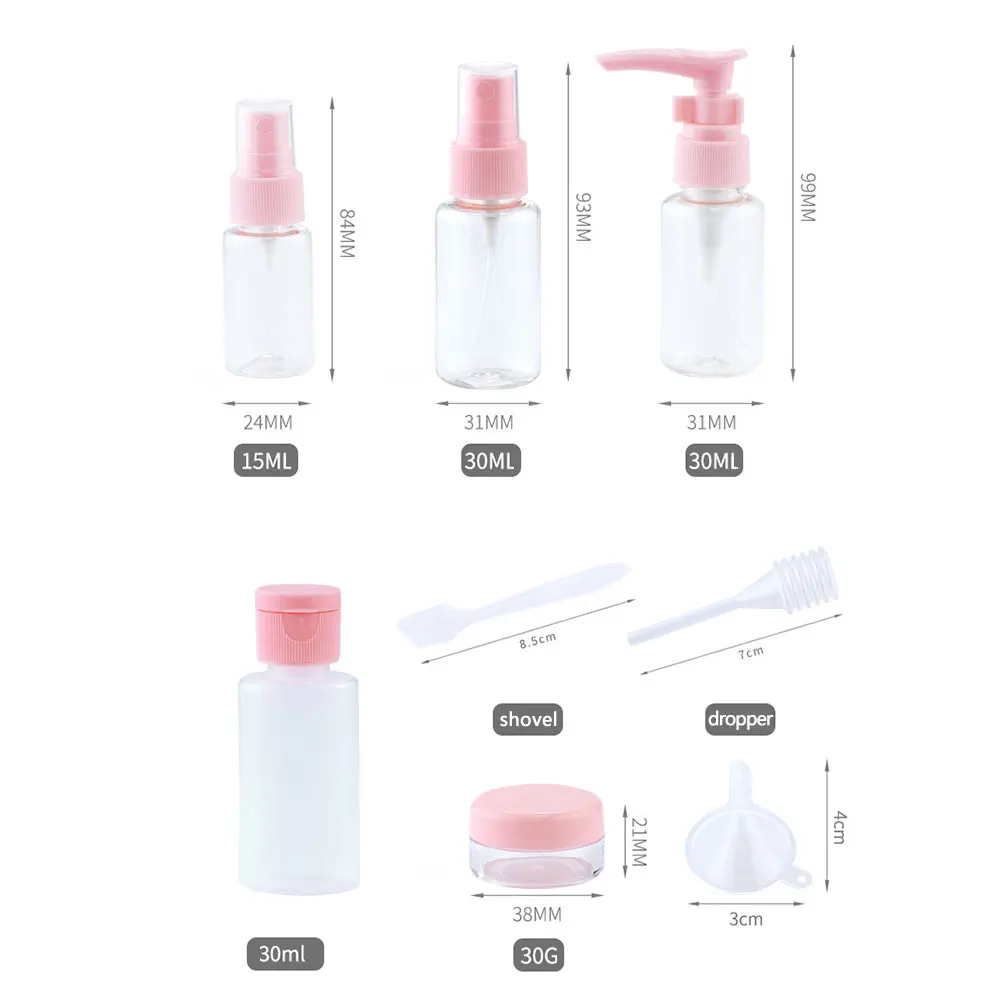 Дорожный набор пластиковые прозрачные флаконы для крема герметичные 11 шт.