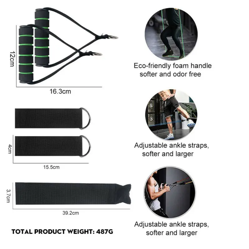 

RESISTANCE BANDS WORKOUT EXERCISE YOGA 11 PIECE SET CROSSFIT FITNESS TUBES UK