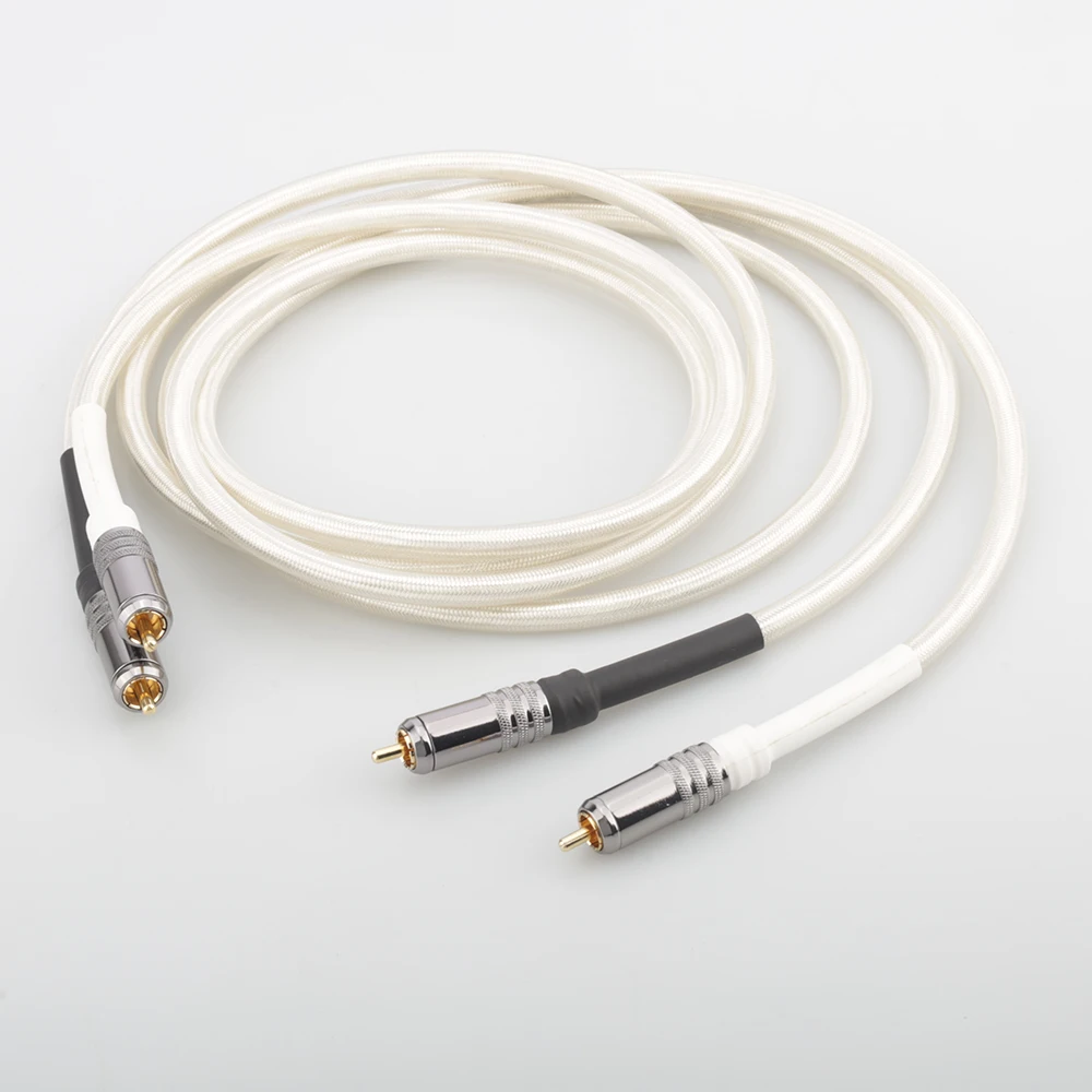 Пара посеребренный RCA аудио кабель HIFI межподключения кабель|hifi rca cable|rca audio cablerca