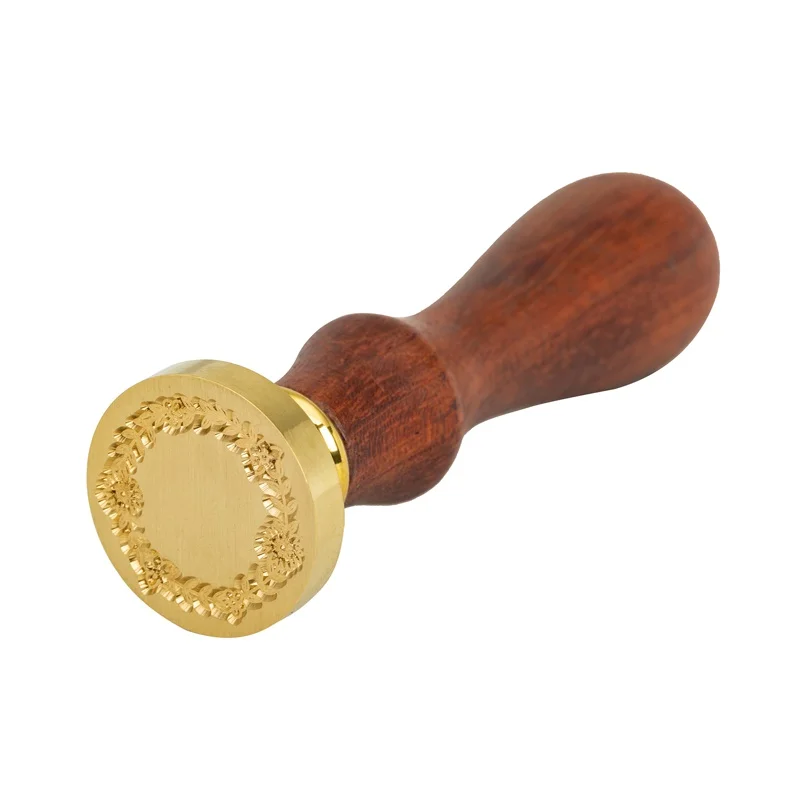 

Olive Branch Wreath Sealing Wax Stamps Retro Wooden Handle Wax Seal Stamp Decorative Flower Wax Sealing Stamps for Scrapbooking