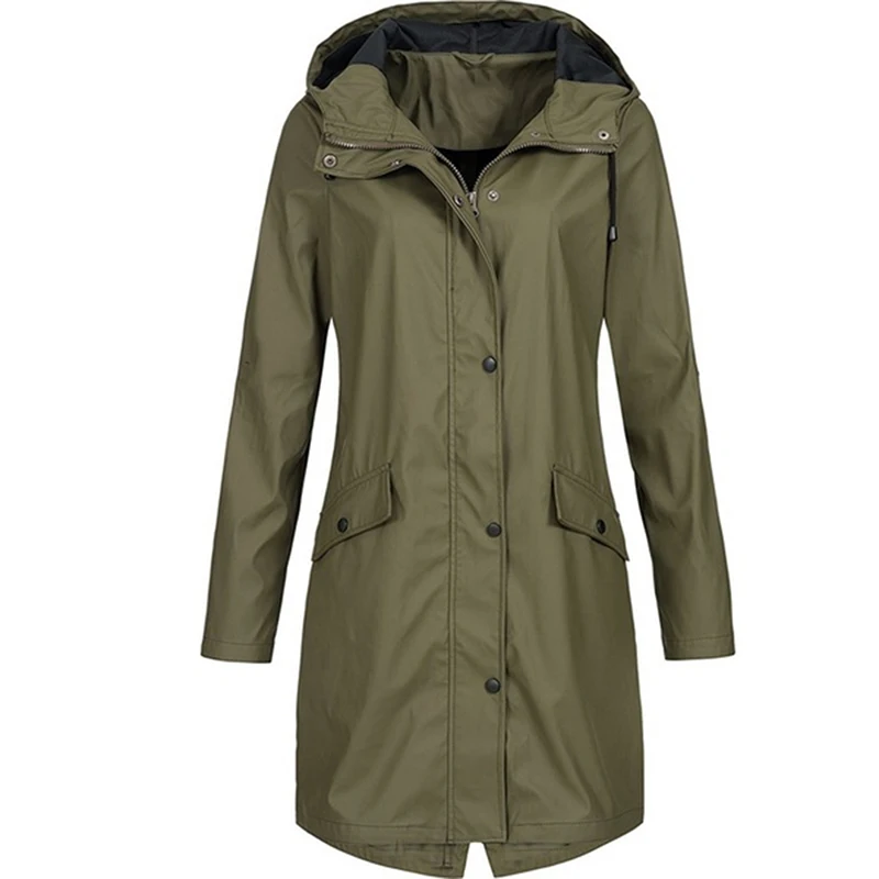 Тренчкот женский с длинным рукавом Повседневная ветровка капюшоном в стиле