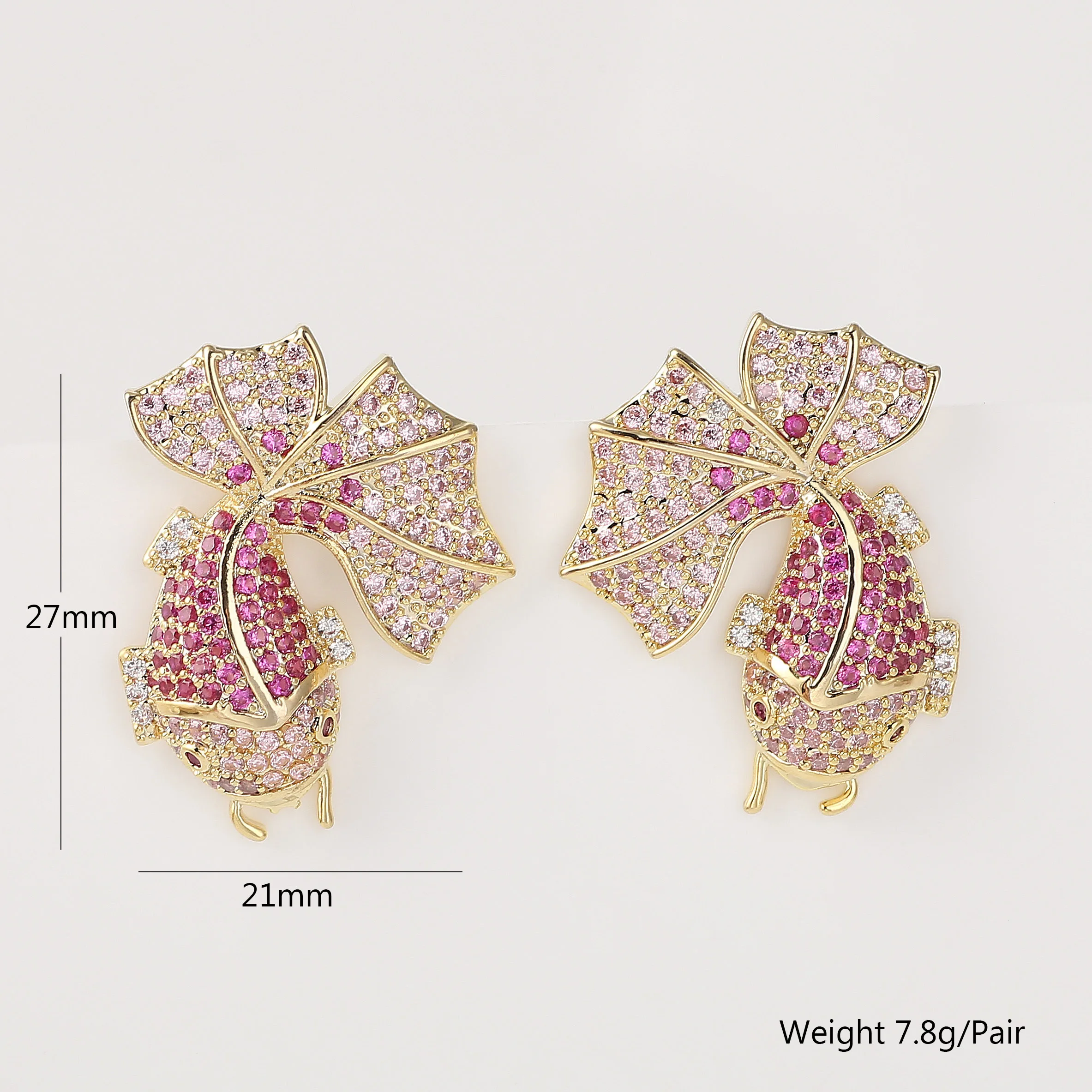 Коллекция сережек XIUMEIYIZU с милыми животными из розового циркония и дизайном в форме карпа, инкрустированных бриллиантами из латуни, модные украшения для свадьбы.