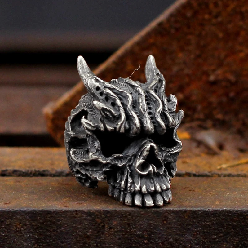 Крутое мужское черное кольцо с черепом Asura 316L из нержавеющей стали кольца