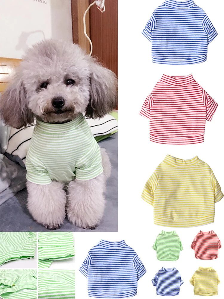 Модный костюм в полоску для домашних животных кошек маленьких собак футболка