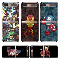 marvel avengers super hero cartoons for samsung galaxy z flip 3 5g black mobile shockproof hard capa fundas phone case