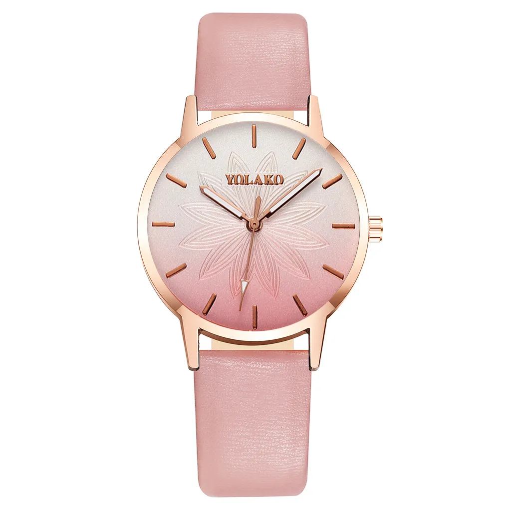 

Часы наручные женские Кварцевые водонепроницаемые с большим циферблатом и кожаным ремешком