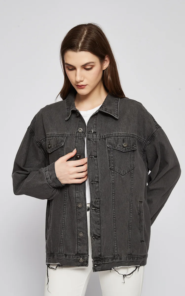 

Women's Casual Jean Coats Korean Style Autumn Winter Women Loose Denim Jacket Long Sleeve Loose Outwear