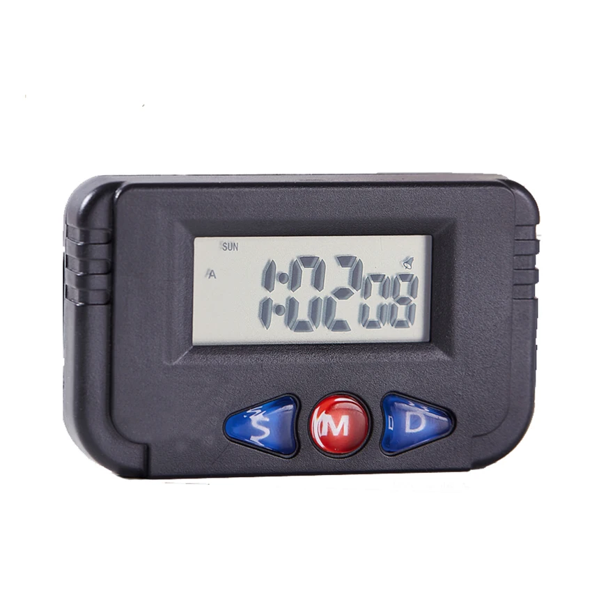 

Black Small Digital Plastic Unique Electronic Accurate Stopwatch with Week Date Travel Portable Automotive Display Alarm Clock