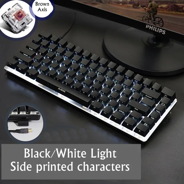 Option 15 Ajazz AK33 82 клавишная панель из сплава USB Проводная Подсветка Механическая игровая клавиатура синяя/черная ось со съемным кабелем - Цвет: Option 15