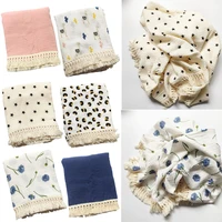 newborn baby pure cotton muslin blanket soft tassel swaddle wrap receiving blanket newborn photography props shower gifts
