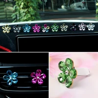 fashion car interior decor cute charms accessories car air outlet colorful rhinestone flower clip