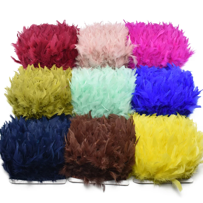 Cinta de adorno de plumas de pavo, 2 metros/lote, flecos, Chandelle Marabou, pluma en cinta, falda,