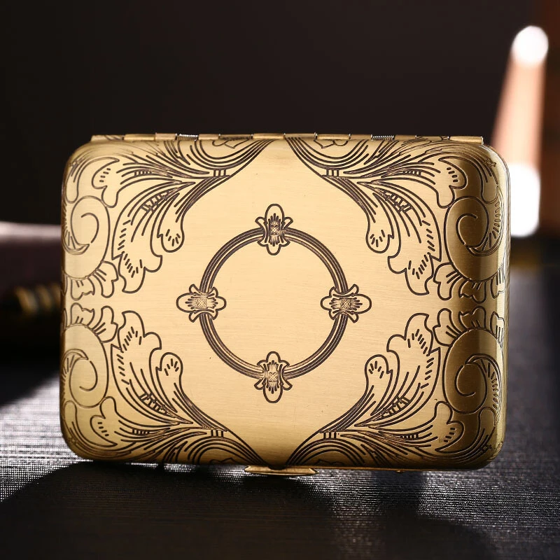 Винтажный чехол YJ587 для сигарет латунный хранения в винтажном стиле портативный