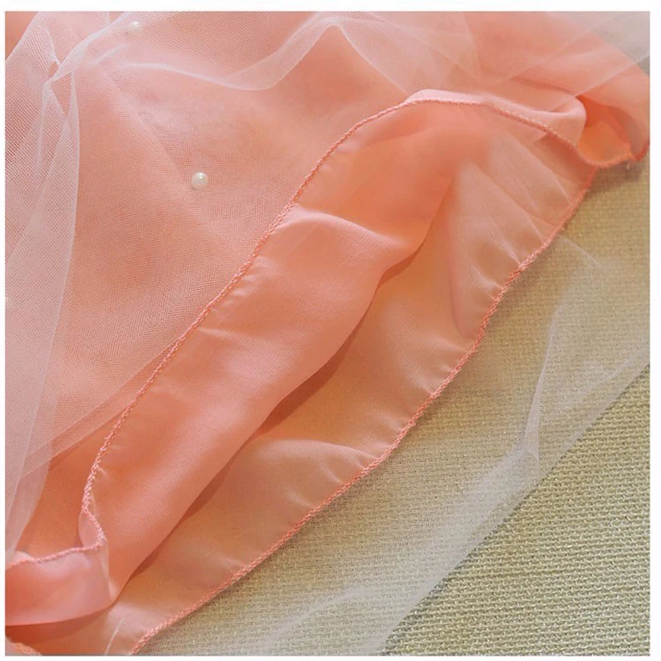 2-6T Baby Girl Sleeveless Pearl Dress Tulle Bow Costumes Summer Toddler Birthday Party Outfits Kids Stage Performance Clothes | Детская