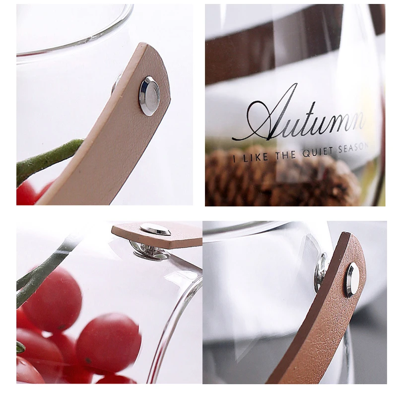 Тонкие Европейские Стекло Банки для Хранения Банк с кожаной ручкой