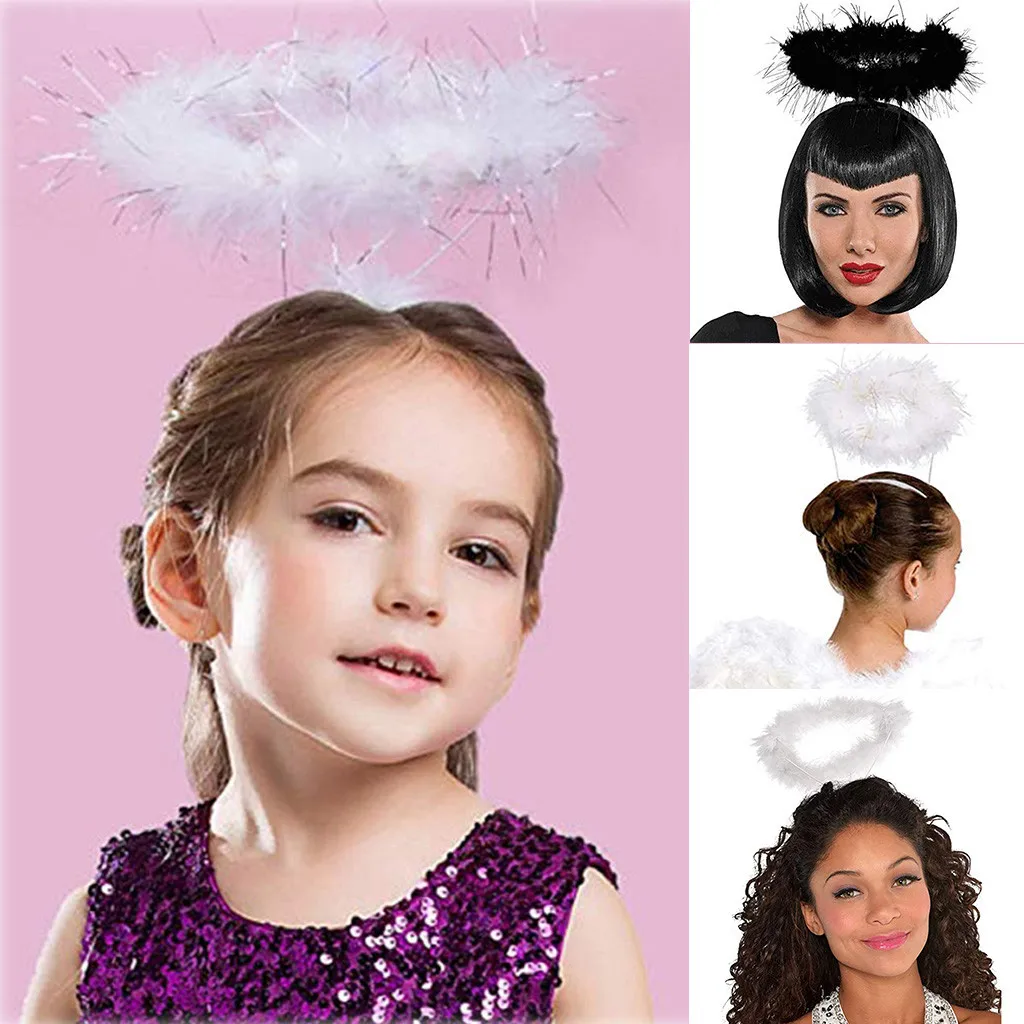 Фото Аксессуары для волос взрослых и детей ангельская головная повязка с перьями
