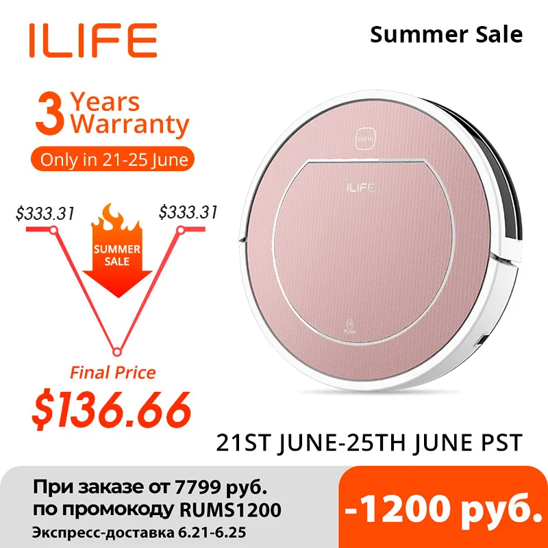 ILIFE V7s Plus Robot Vacuum Cleaner Sweep and Wet Mopping Floors&Carpet Run 120mins Auto Reharge,Appliances,Household Tool Dust