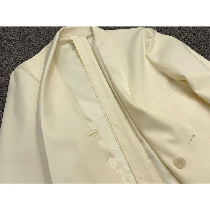 

XITAO Casual Blazer Women Belt Tide Fashion New Style Notched Collar Long Sleeve Pocket Solid Color Double Breasted Coat ZY3778